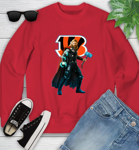NFL Thor Avengers Endgame Football Cincinnati Bengals Youth Sweatshirt 9