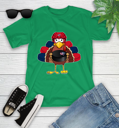 Columbus Blue Jackets Turkey Thanksgiving Day Youth T-Shirt 6