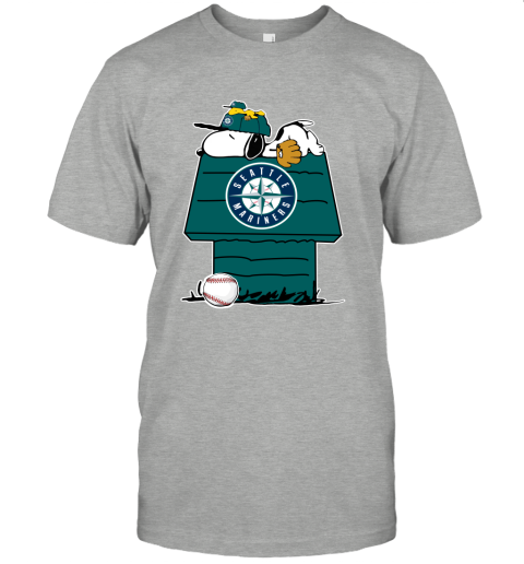 MLB Seattle Mariners Snoopy Charlie Brown Woodstock The Peanuts Movie Baseball  T Shirt - Rookbrand