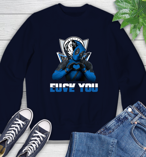 NBA Dallas Mavericks Deadpool Love You Fuck You Basketball Sports Sweatshirt 2