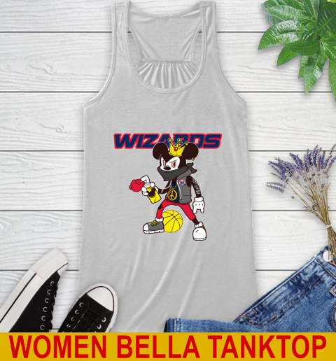 Washington Wizards NBA Basketball Mickey Peace Sign Sports Racerback Tank