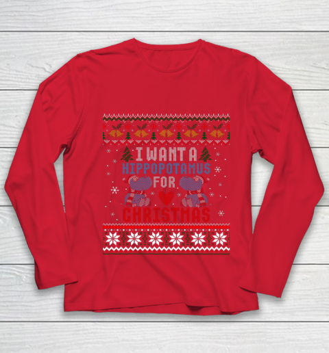 I Want A Hippopotamus For Christmas Ugly Xmas Youth Long Sleeve 8