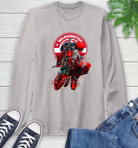 NBA Deadpool Marvel Comics Sports Basketball Washington Wizards Long Sleeve T-Shirt 12