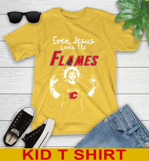 Calgary Flames NHL Hockey Even Jesus Loves The Flames Shirt Youth T-Shirt 9