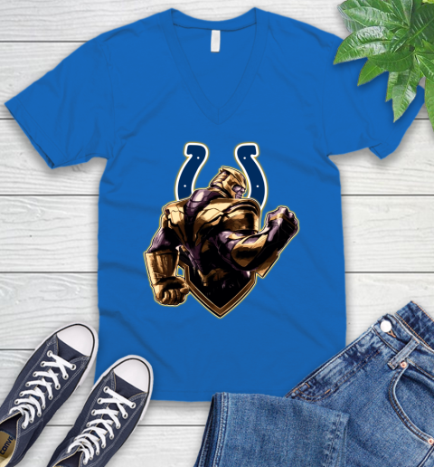 NFL Thanos Avengers Endgame Football Sports Indianapolis Colts V-Neck T-Shirt 6