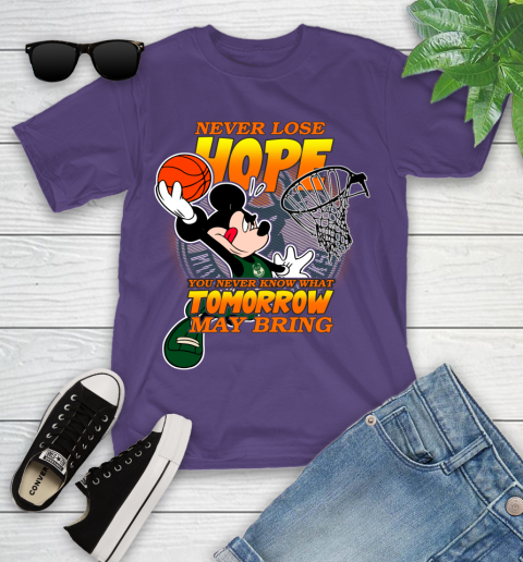 Milwaukee Bucks NBA Basketball Mickey Disney Never Lose Hope Youth T-Shirt 3