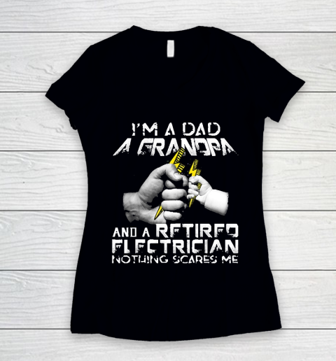 Grandpa Funny Gift Apparel  Mens I'm A Dad A Grandpa And A Retired Elect Women's V-Neck T-Shirt