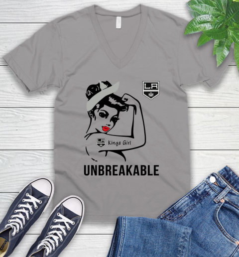 NHL Los Angeles Kings Girl Unbreakable Hockey Sports V-Neck T-Shirt 2