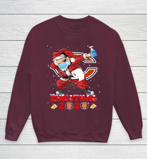 Chicago Bears Funny Santa Claus Dabbing Christmas 2020 NFL Youth Sweatshirt 4