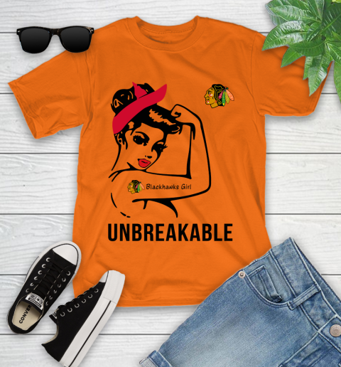 NHL Chicago Blackhawks Girl Unbreakable Hockey Sports Youth T-Shirt 4