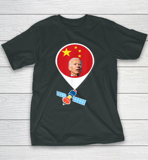 Chinese Spy Balloon Funny Surveillance Joe Biden China Flag Youth T-Shirt 3