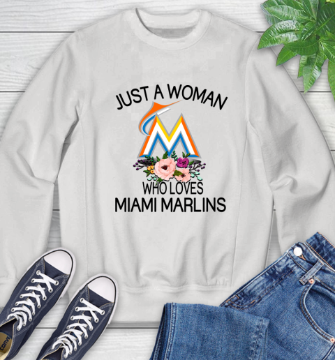MLB Just A Woman Who Loves Miami Marlins Baseball Sports Sweatshirt