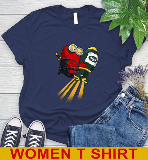 NFL Football New York Jets Deadpool Minion Marvel Shirt Women's T-Shirt 12