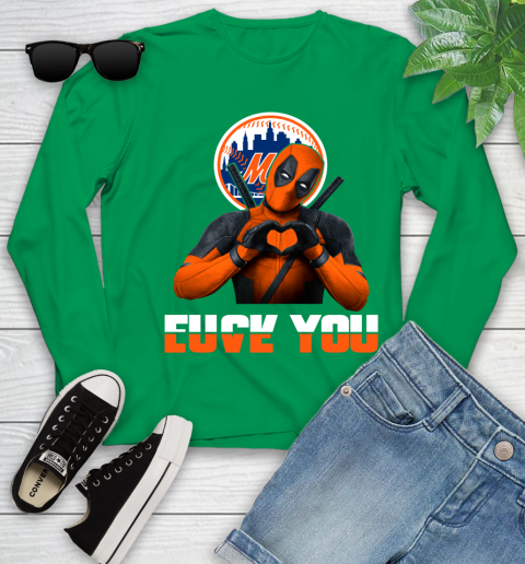 MLB New York Mets Deadpool Love You Fuck You Baseball Sports Youth Long Sleeve 7