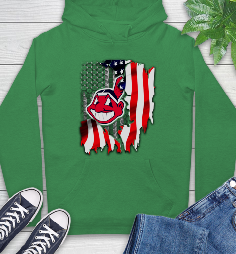 Cleveland Indians MLB Baseball American Flag Hoodie 8