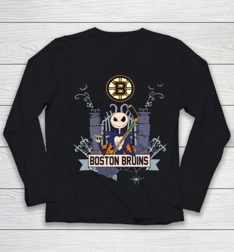 NHL Boston Bruins Hockey Jack Skellington Halloween Youth Long Sleeve