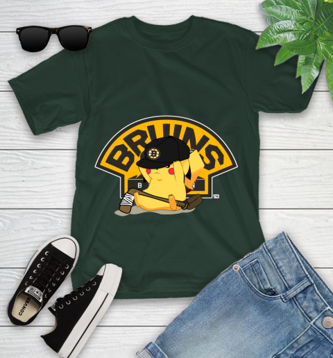 NHL Pikachu Hockey Sports Boston Bruins Youth T-Shirt 5