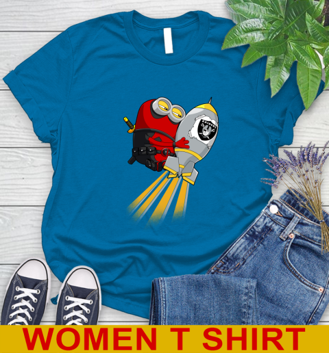 NFL Football Oakland Raiders Deadpool Minion Marvel Shirt Women's T-Shirt 8