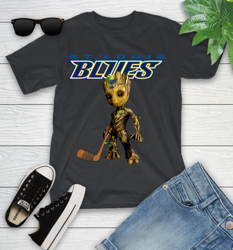 St.Louis Blues NHL Hockey Groot Marvel Guardians Of The Galaxy Youth T-Shirt 14