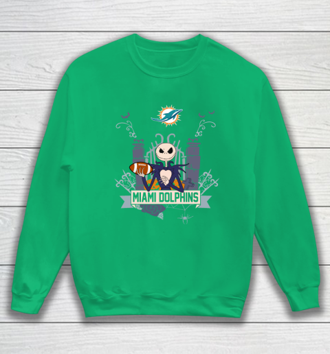 NFL Miami Dolphins Football Jack Skellington Halloween Sweatshirt 5