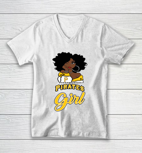 Pittsburgh Piratess Girl MLB V-Neck T-Shirt 2