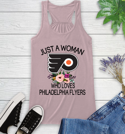 NHL Just A Woman Who Loves Philadelphia Flyers Hockey Sports Racerback Tank 5