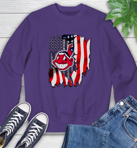 Cleveland Indians MLB Baseball American Flag Sweatshirt 4