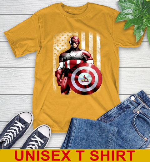 St.Louis Cardinals MLB Baseball Captain America Marvel Avengers American Flag Shirt T-Shirt 2