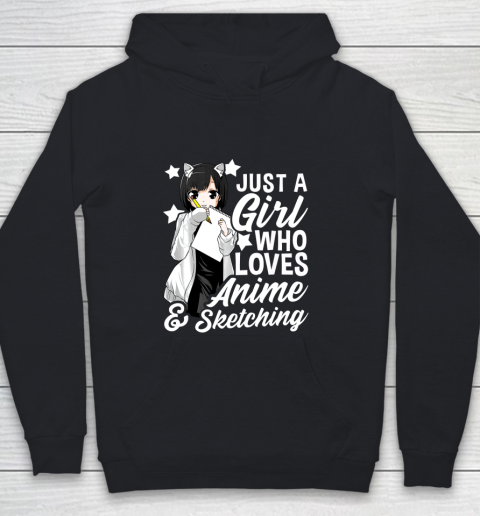 Anime Girl Just A Girl Who Loves Anime and Sketching Drawing Youth Hoodie