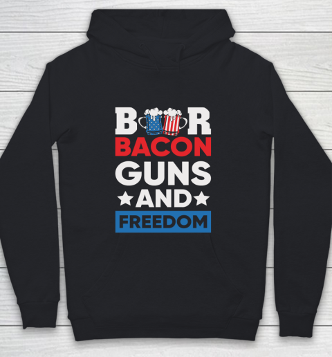 Beer Lover Funny Shirt Beer Bacon and Freedom 4th Youth Hoodie