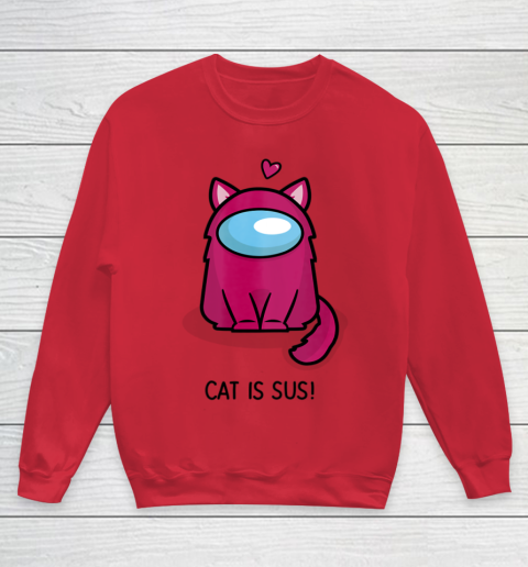 Among Us Game Shirt Cute Cat Astronaut Among me or us Nerdy Girl Gamer Youth Sweatshirt 4