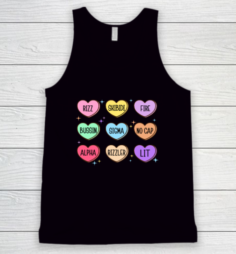 Skibidi Valentine's Day Candy Heart Funny Valentine Rizz Tank Top