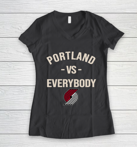 Portland Trail Blazers Vs Everybody Women's V-Neck T-Shirt 6