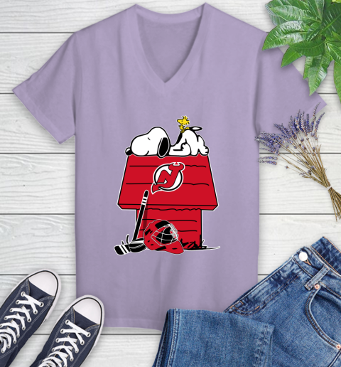 New York Islanders NHL Hockey Snoopy Woodstock The Peanuts Movie (2) Women's V-Neck T-Shirt 14