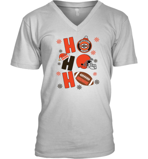 Cleveland Browns Hohoho Santa Claus Christmas Football NFL V-Neck T-Shirt