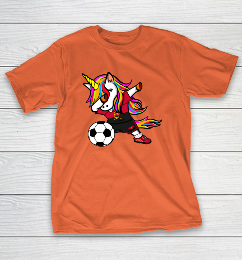 Funny Dabbing Unicorn Angola Football Angolan Flag Soccer T-Shirt 5