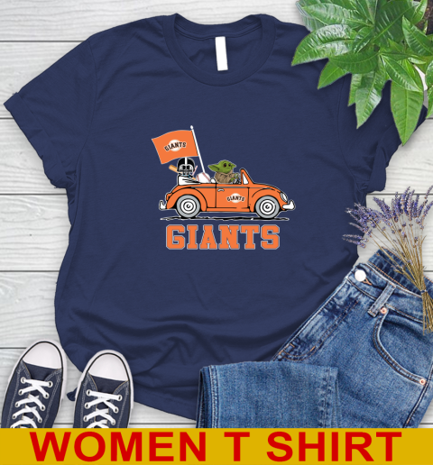 MLB Baseball San Francisco Giants Darth Vader Baby Yoda Driving Star Wars Shirt Women's T-Shirt 12