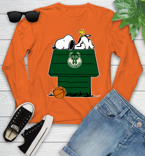 Milwaukee Bucks NBA Basketball Snoopy Woodstock The Peanuts Movie Youth Long Sleeve 4