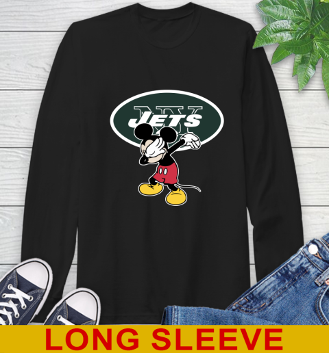 New York Jets NFL Football Dabbing Mickey Disney Sports Long Sleeve T-Shirt 2