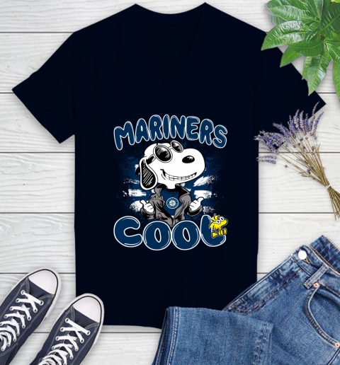MLB Baseball Seattle Mariners Cool Snoopy Shirt Women's V-Neck T-Shirt 3 MLB Baseball Seattle Mariners Cool Snoopy Shirt Women's V-Neck T-Shirt - Image 3