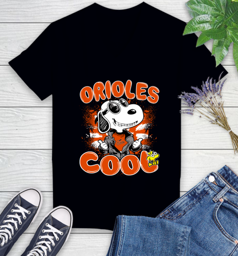 MLB Baseball Baltimore Orioles Cool Snoopy Shirt Women's V-Neck T-Shirt