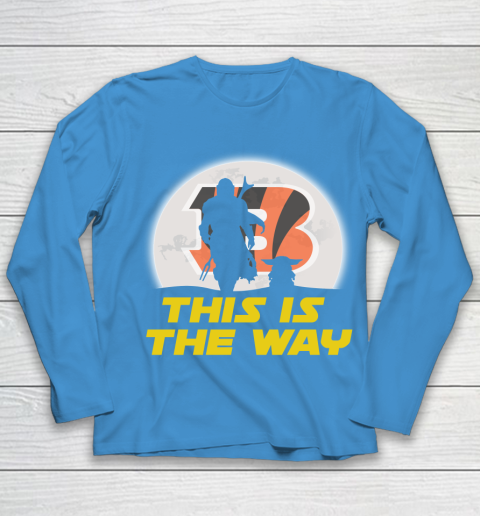 Cincinnati Bengals NFL Football Star Wars Yoda And Mandalorian This Is The Way Youth Long Sleeve 5