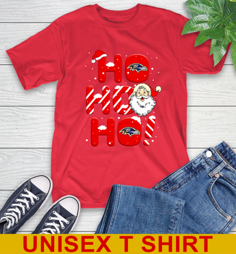 Baltimore Ravens NFL Football Ho Ho Ho Santa Claus Merry Christmas Shirt T-Shirt - Image 13