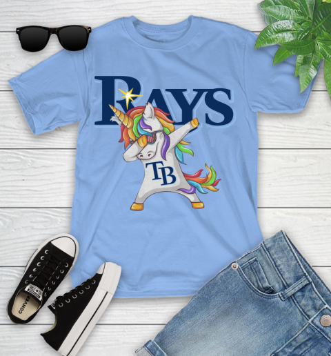 Tampa Bay Rays MLB Baseball Funny Unicorn Dabbing Sports Youth T-Shirt 11