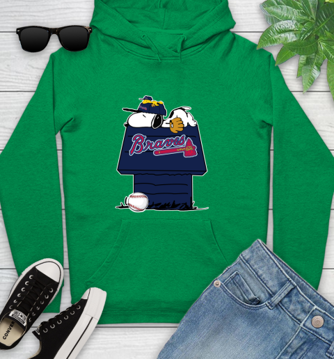 MLB Atlanta Braves Snoopy Woodstock The Peanuts Movie Baseball T Shirt Youth Hoodie 7