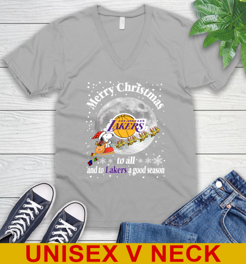 Los Angeles Lakers Merry Christmas To All And To Lakers A Good Season NBA Basketball Sports V-Neck T-Shirt - Image 4