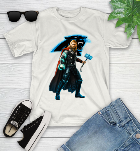NFL Thor Avengers Endgame Football Carolina Panthers Youth T-Shirt