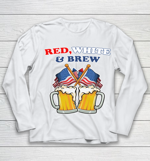 Beer Lover Funny Shirt BEER RED WHITE AND BREW 4TH OF JULY Youth Long Sleeve