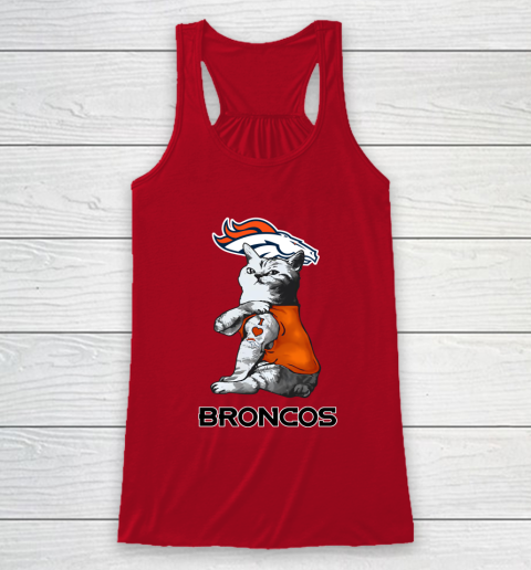 NFL Football My Cat Loves Denver Broncos Racerback Tank 4