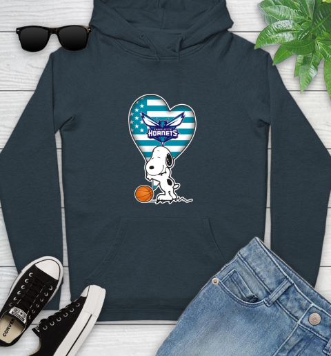 Charlotte Hornets NBA Basketball The Peanuts Movie Adorable Snoopy Youth Hoodie 8